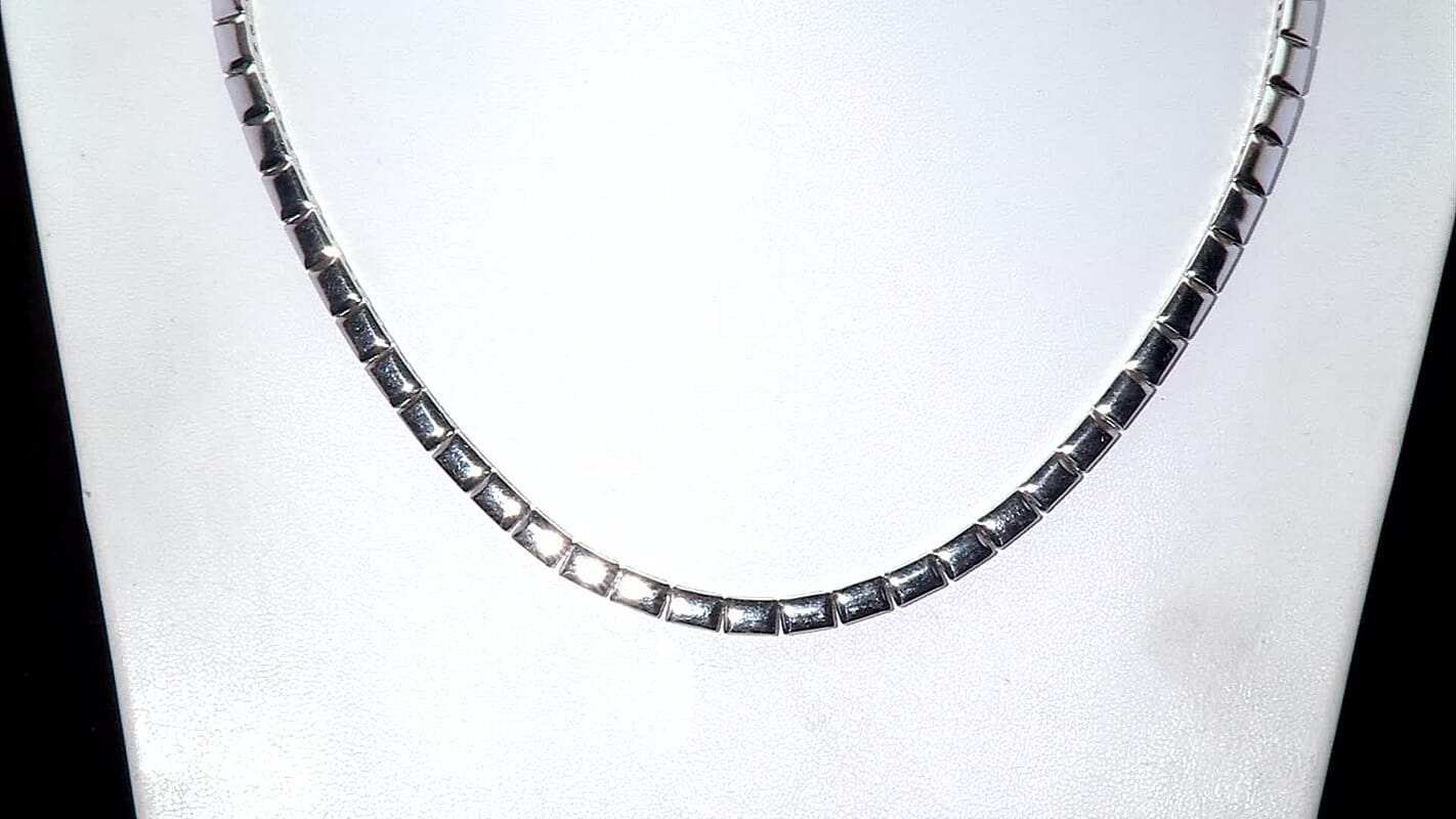D’Joy in Rhodium Over Sterling Silver Bar Link Necklace 18 Inches 28.90 Grams