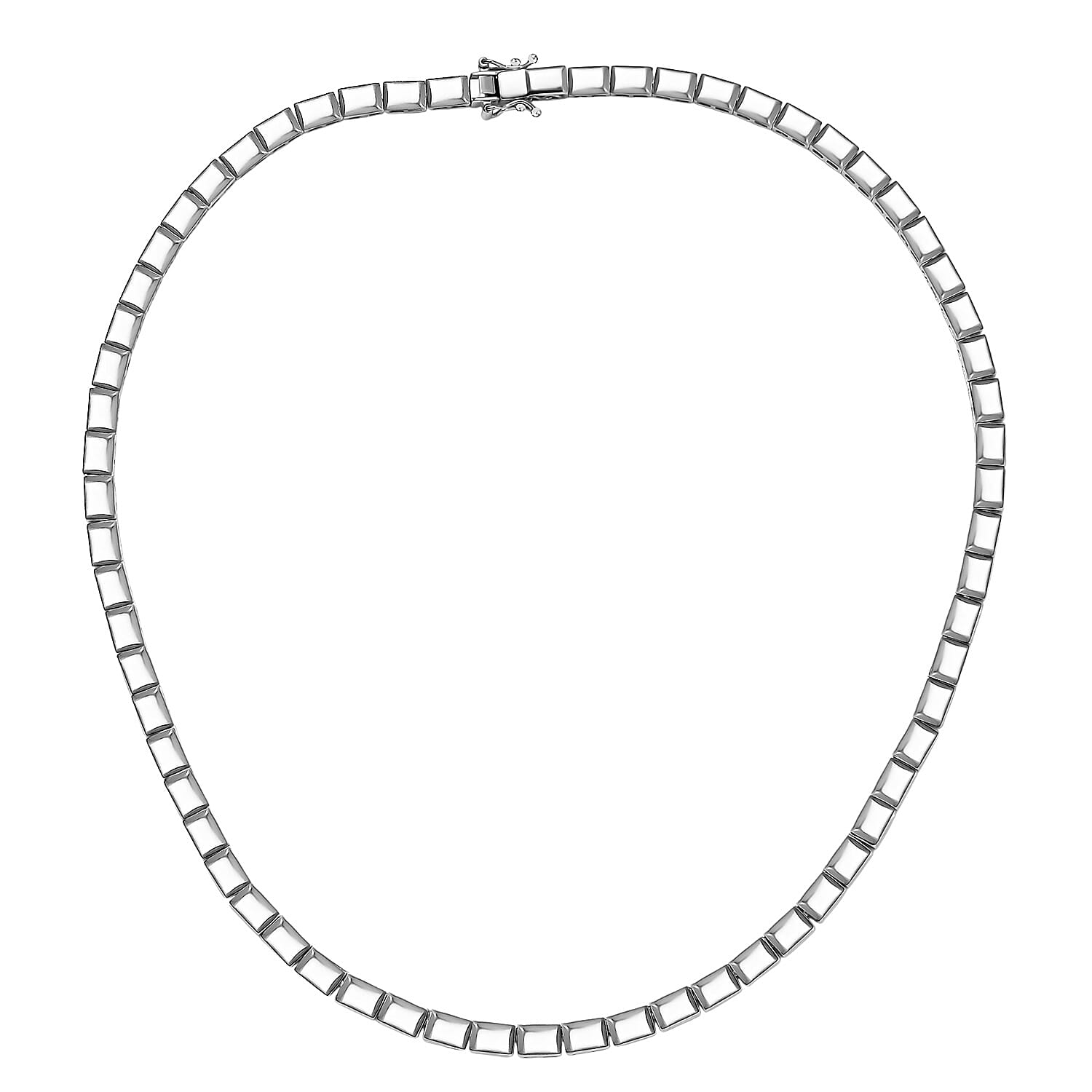 D'Joy Rhodium Over Sterling Silver Bar Link Necklace 18 Inches 28.90 Grams