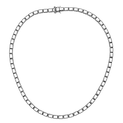 D'Joy Rhodium Over Sterling Silver Bar Link Necklace 18 Inches 28.90 Grams