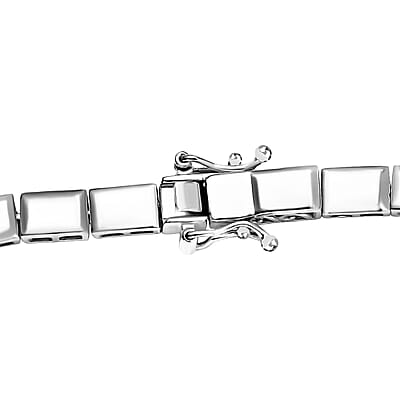 D'Joy Rhodium Over Sterling Silver Bar Link Necklace 18 Inches 28.90 Grams