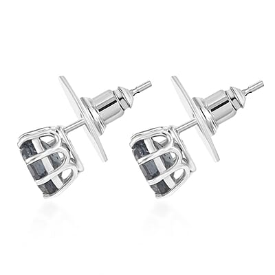 D'Joy Dean Teal Fluorite (IR) 3.00 ctw Aqua Crown Stud Earrings in Platinum Over Sterling Silver