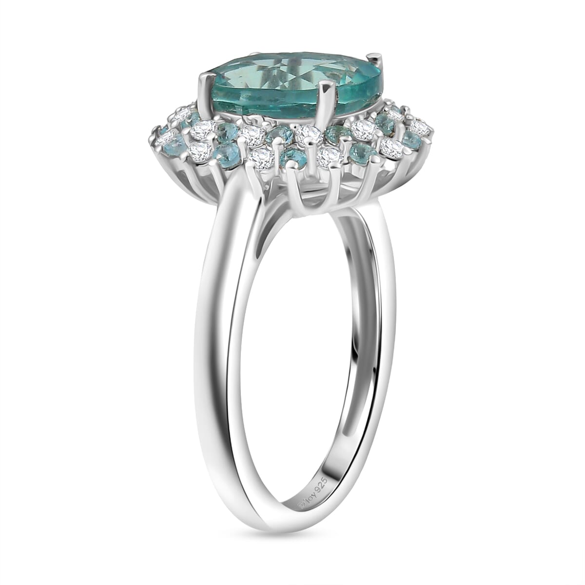 D'Joy Dean Teal Fluorite (IR) and Multi Gemstone 3.80 ctw Bubbles Ring in Platinum Over Sterling Silver (Size 7.0) image number 3