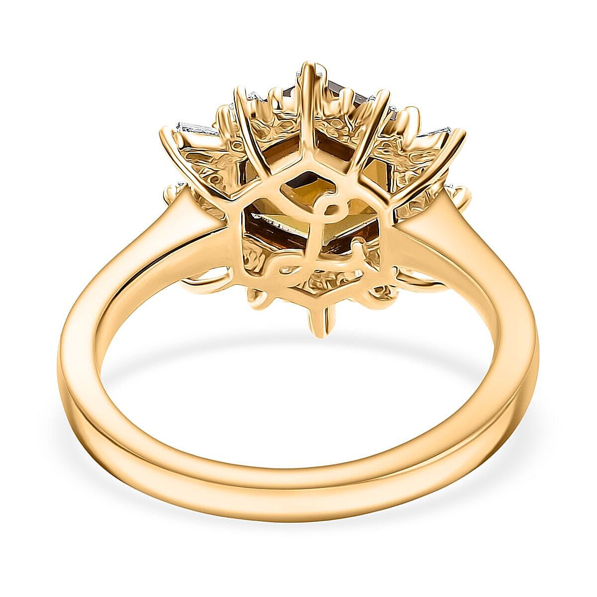Luxoro AAA Golden Turkizite, Natural Yellow and White Diamond I2 3.60 ctw Ring in 10K Yellow Gold (Size 10.0) image number 4