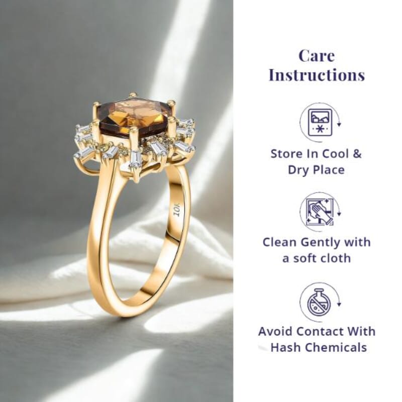 Luxoro AAA Golden Turkizite, Natural Yellow and White Diamond Ring in 10K Yellow Gold 3.60 ctw (Size 11.0)