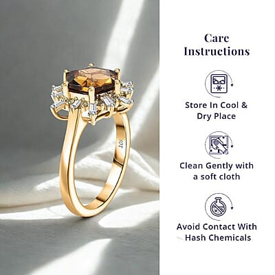 Luxoro AAA Golden Turkizite, Natural Yellow and White Diamond Ring in 10K Yellow Gold 3.60 ctw (Size 5.0)