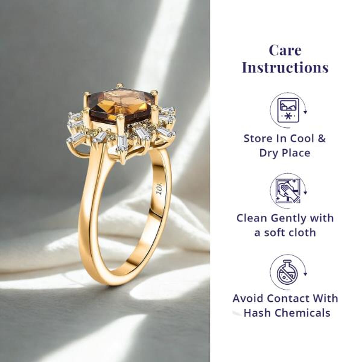 Luxoro AAA Golden Turkizite, Natural Yellow and White Diamond Ring in 10K Yellow Gold 3.60 ctw (Size 6.5) image number 4
