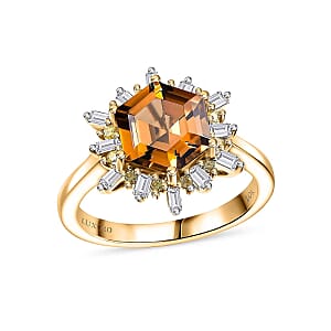 Luxoro AAA Golden Turkizite, Natural Yellow and White Diamond Ring in 10K Yellow Gold 3.60 ctw (Size 8.5)