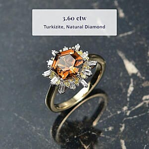 Luxoro AAA Golden Turkizite, Natural Yellow and White Diamond Ring in 10K Yellow Gold 3.60 ctw (Size 8.5)