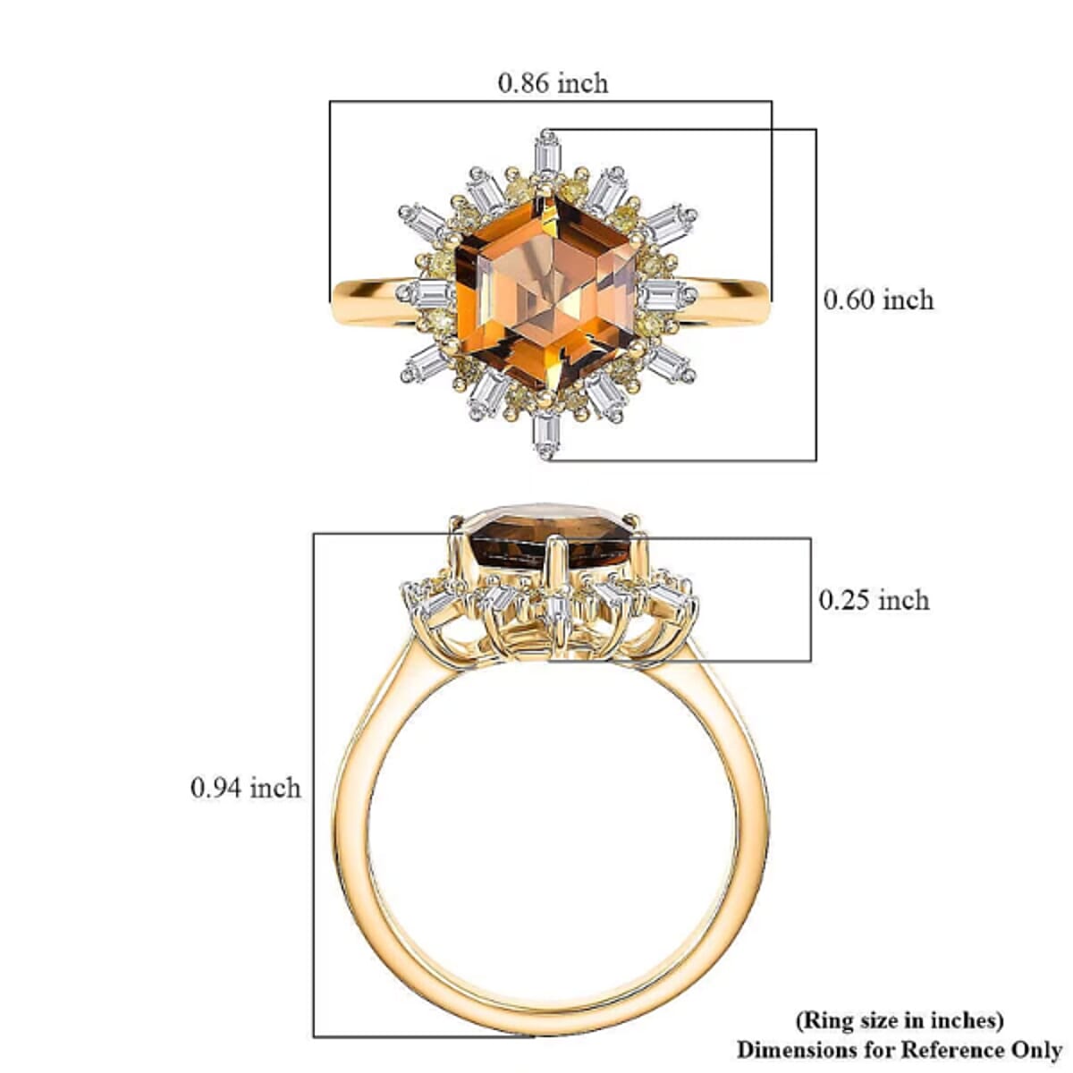 Luxoro AAA Golden Turkizite, Natural Yellow and White Diamond Ring in 10K Yellow Gold 3.60 ctw (Size 8.5) image number 5