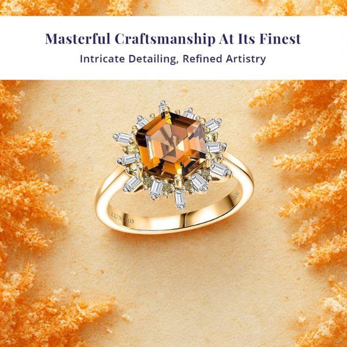 Luxoro AAA Golden Turkizite, Natural Yellow and White Diamond Ring in 10K Yellow Gold 3.60 ctw (Size 9.0) image number 3