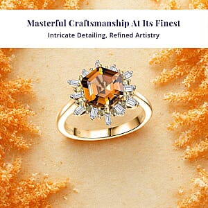 Luxoro AAA Golden Turkizite, Natural Yellow and White Diamond Ring in 10K Yellow Gold 3.60 ctw (Size 9.0)
