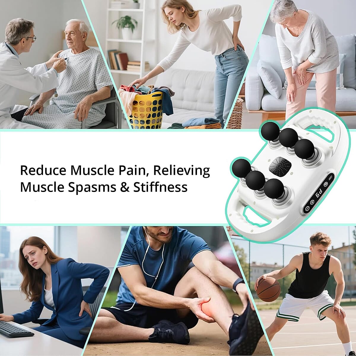 Livmore 6pcs Head Fascia Gun - White image number 3