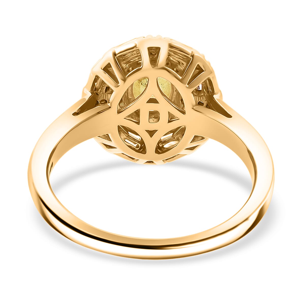 D'Joy Madagascar Yellow Sapphire and Moissanite 1.50 ctw Art Deco Ring in 18K Vermeil Yellow Gold Over Sterling Silver (Size 10.0)