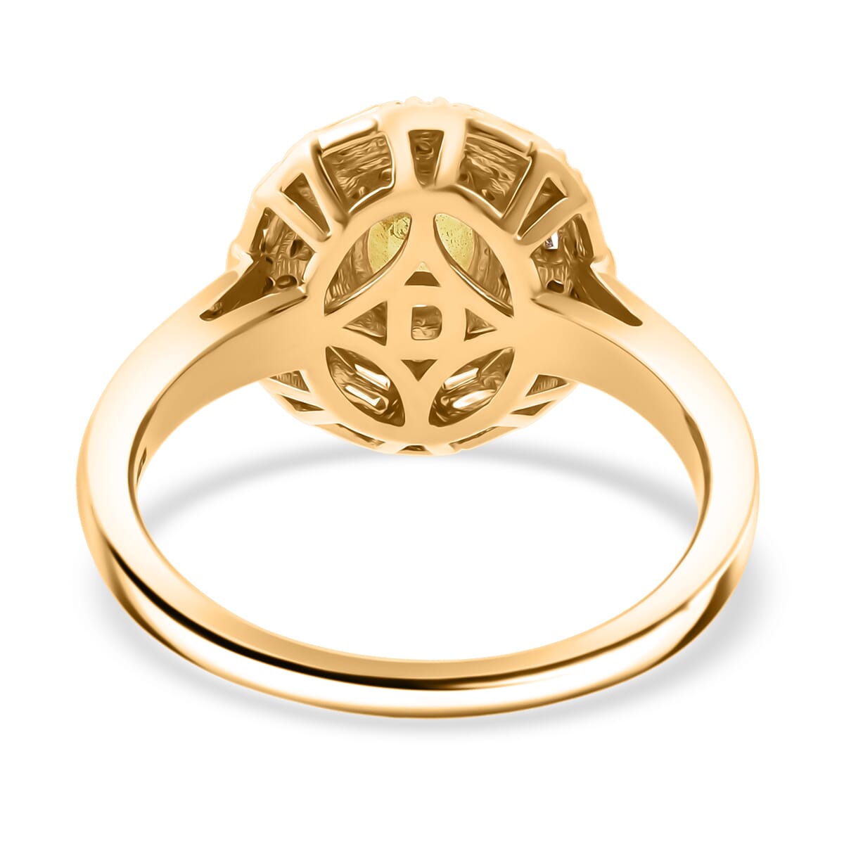 D'Joy Madagascar Yellow Sapphire and Moissanite 1.50 ctw Art Deco Ring in 18K Vermeil Yellow Gold Over Sterling Silver (Size 10.0) image number 4