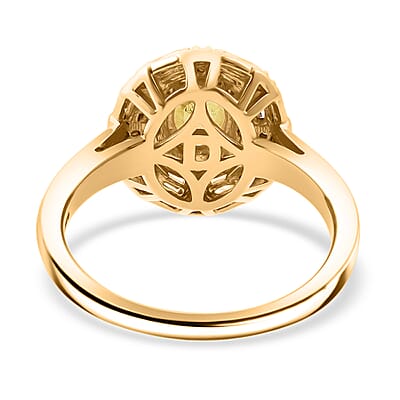 D'Joy Madagascar Yellow Sapphire and Moissanite 1.50 ctw Art Deco Ring in 18K Vermeil Yellow Gold Over Sterling Silver (Size 10.0)
