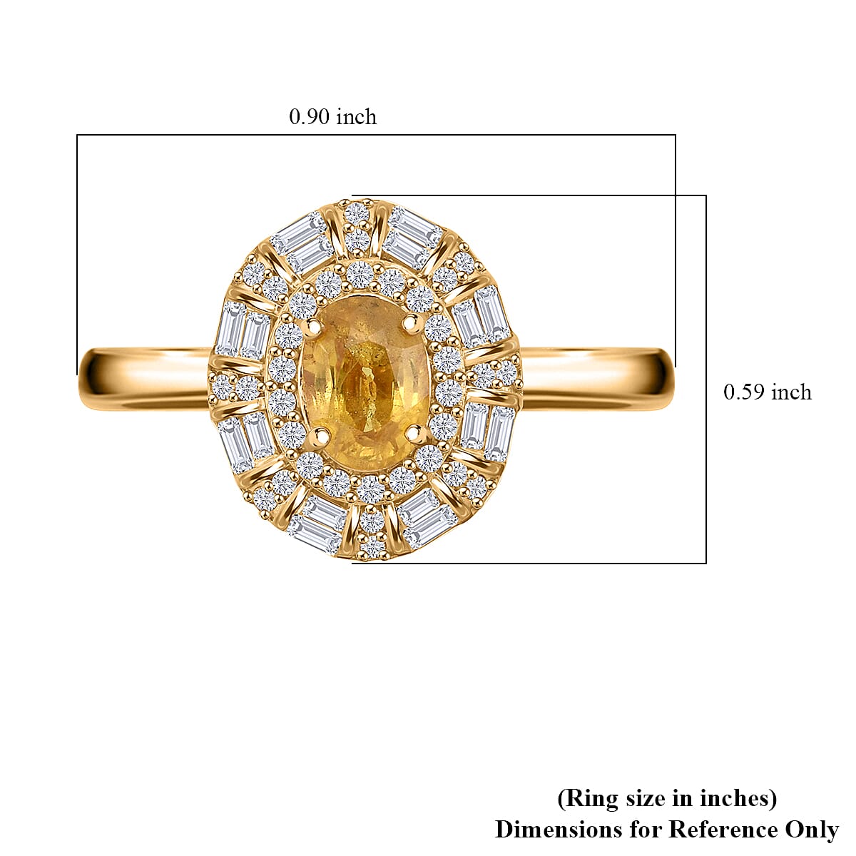D'Joy Madagascar Yellow Sapphire and Moissanite 1.50 ctw Art Deco Ring in 18K Vermeil Yellow Gold Over Sterling Silver (Size 10.0)