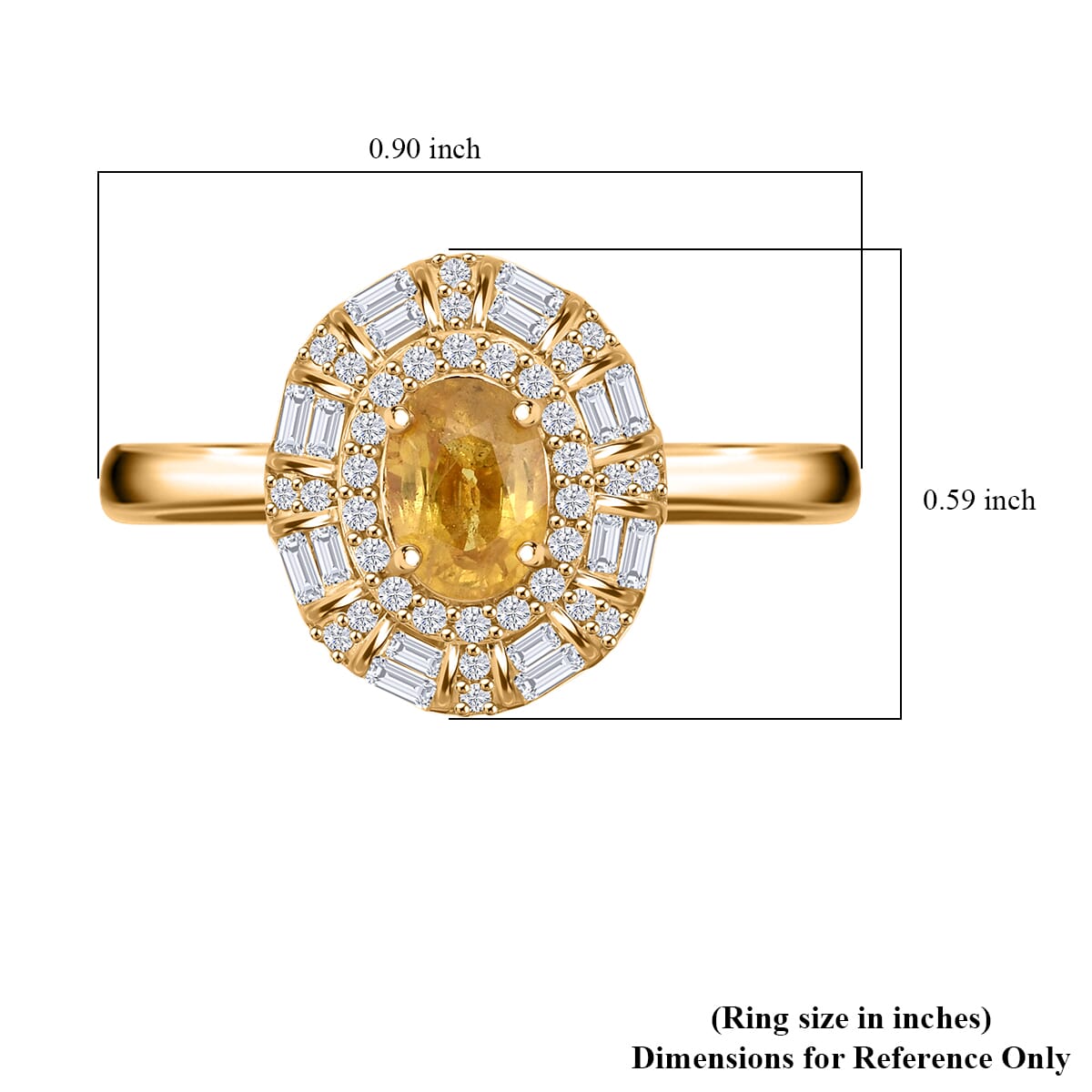 D'Joy Madagascar Yellow Sapphire and Moissanite 1.50 ctw Art Deco Ring in 18K Vermeil Yellow Gold Over Sterling Silver (Size 10.0) image number 5