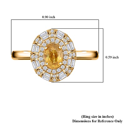 D'Joy Madagascar Yellow Sapphire and Moissanite 1.50 ctw Art Deco Ring in 18K Vermeil Yellow Gold Over Sterling Silver (Size 10.0)