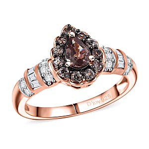 D’Joy Madagascar Color Change Garnet and Moissanite 1.00 ctw Pear Majesty Ring in 18K Vermeil Rose Gold Over Sterling Silver (Size 10.0)