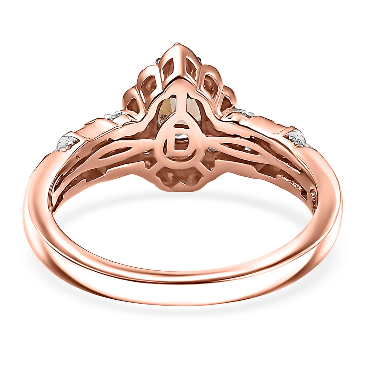 D’Joy Madagascar Color Change Garnet and Moissanite 1.00 ctw Pear Majesty Ring in 18K Vermeil Rose Gold Over Sterling Silver (Size 10.0)