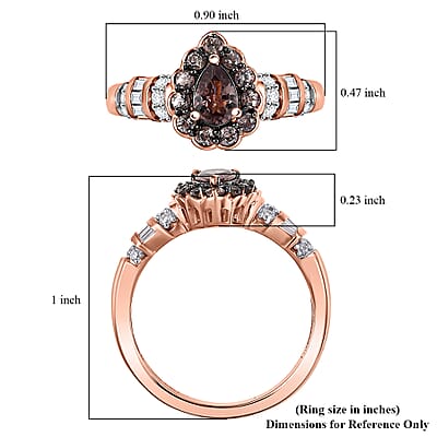 D’Joy Madagascar Color Change Garnet and Moissanite 1.00 ctw Pear Majesty Ring in 18K Vermeil Rose Gold Over Sterling Silver (Size 10.0)