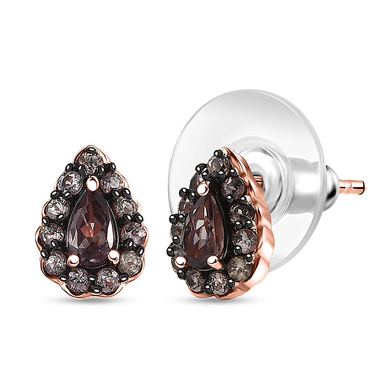 D’Joy Madagascar Color Change Garnet 1.00 ctw Dew Drop Earrings in 18K Vermeil Rose Gold Over Sterling Silver