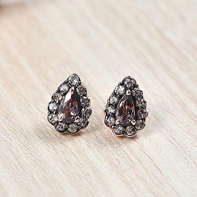 D’Joy Madagascar Color Change Garnet 1.00 ctw Dew Drop Earrings in 18K Vermeil Rose Gold Over Sterling Silver