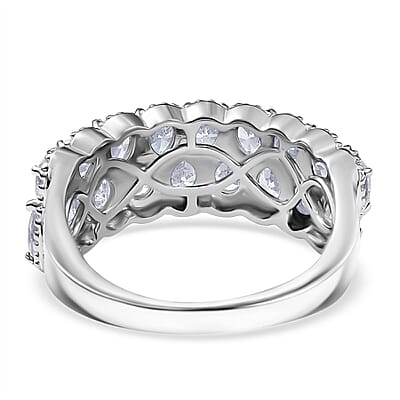 J Francis Embellished with Zirconia by Swarovski 4.15 ctw Crownline Ring in Platinum Over Sterling Silver (Size 10.0)