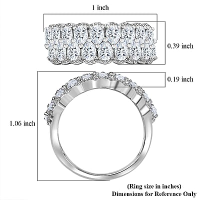 J Francis Embellished with Zirconia by Swarovski 4.15 ctw Crownline Ring in Platinum Over Sterling Silver (Size 10.0)
