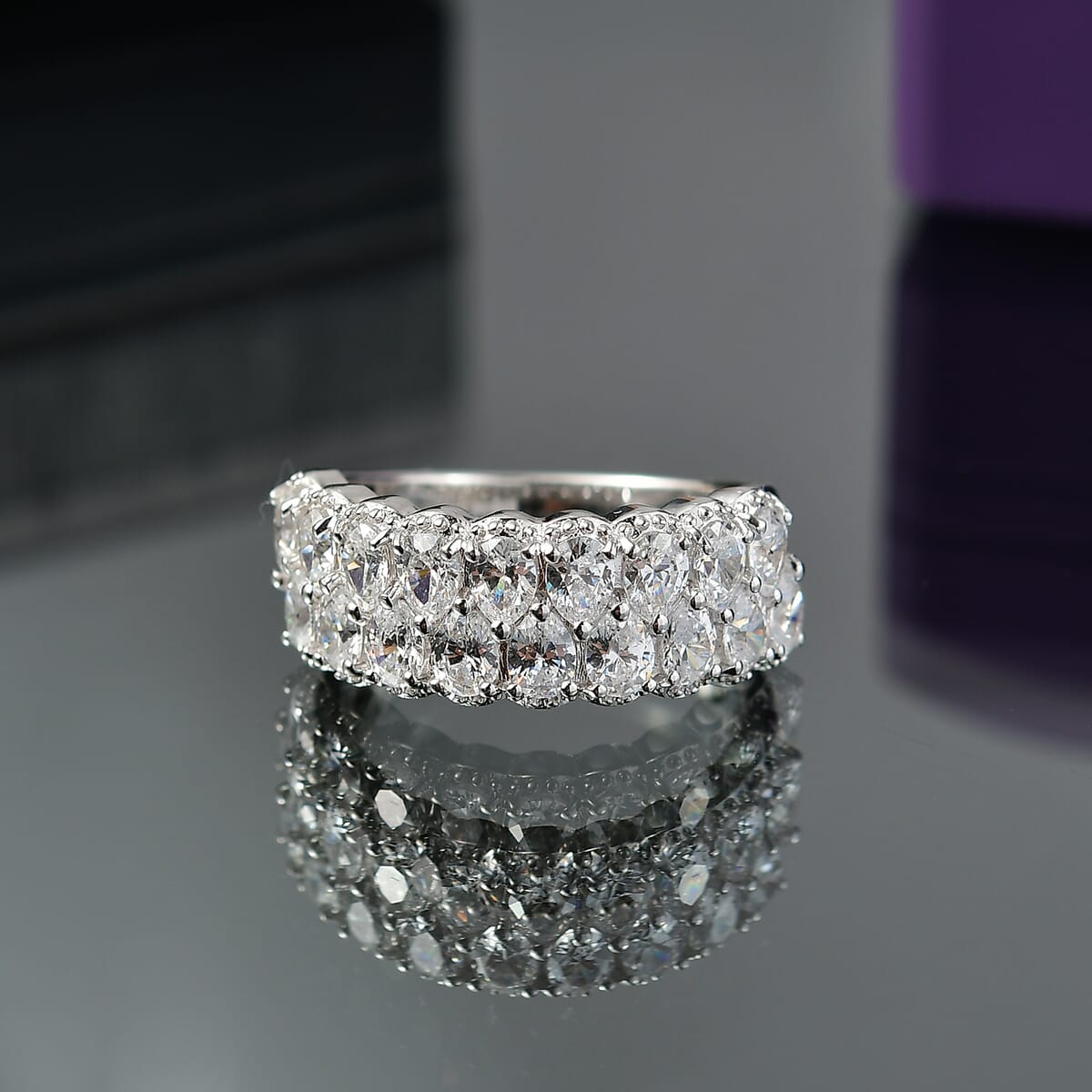 J Francis Embellished with Zirconia by Swarovski 4.15 ctw Ring in Platinum Over Sterling Silver (Size 7.0) image number 1