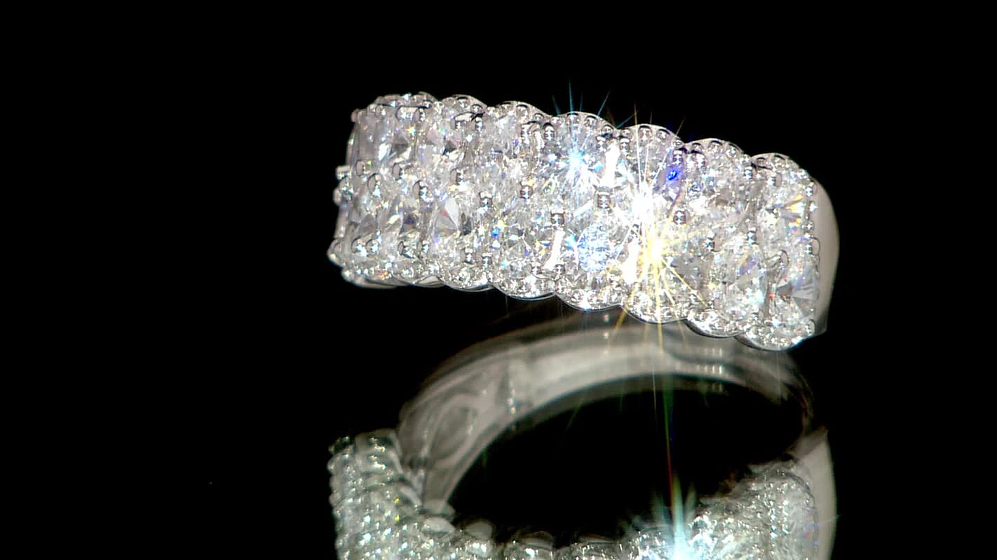 J Francis Embellished with Zirconia by Swarovski Crownline Ring in Platinum Over Sterling Silver (Size 10.0) 4.15 ctw