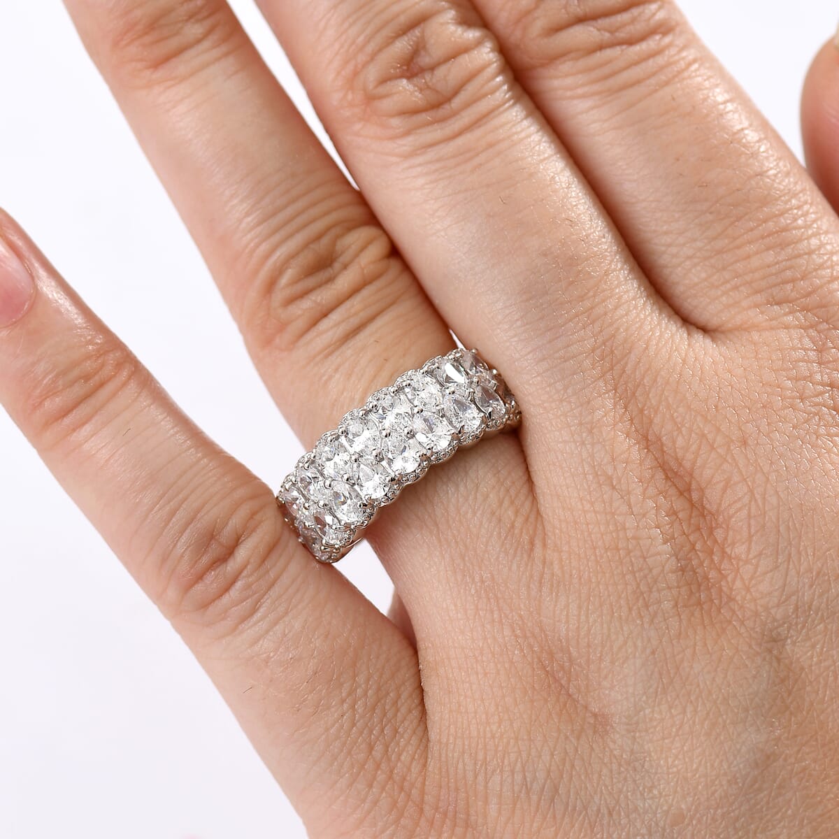 J Francis Embellished with Zirconia by Swarovski 4.15 ctw Ring in Platinum Over Sterling Silver (Size 7.0) image number 2
