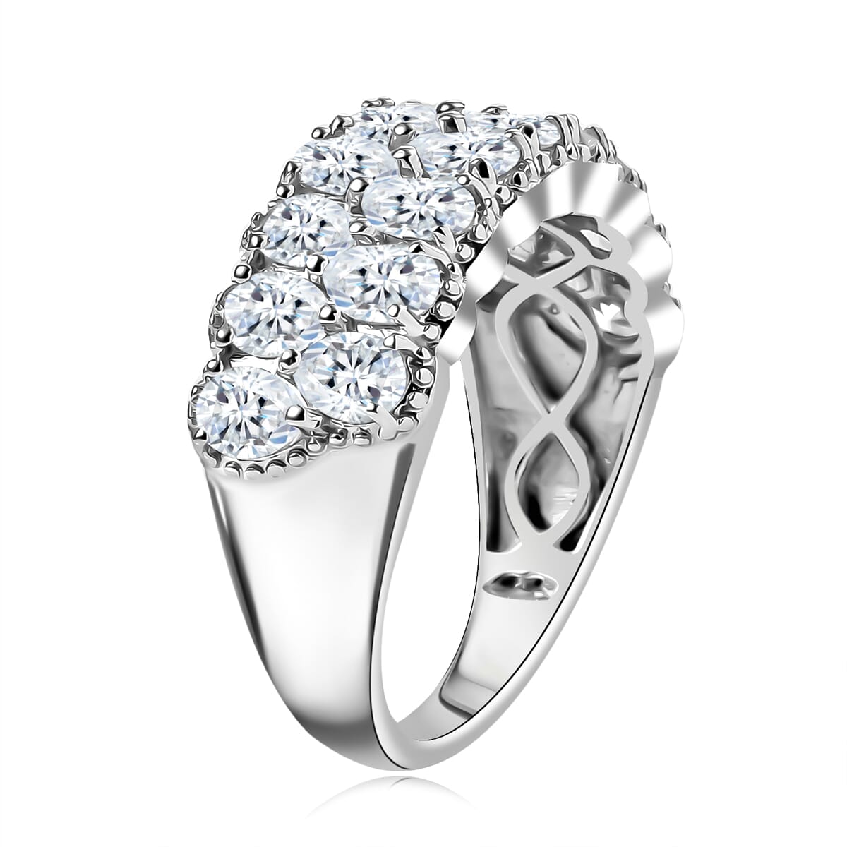 J Francis Embellished with Zirconia by Swarovski 4.15 ctw Ring in Platinum Over Sterling Silver (Size 7.0) image number 3
