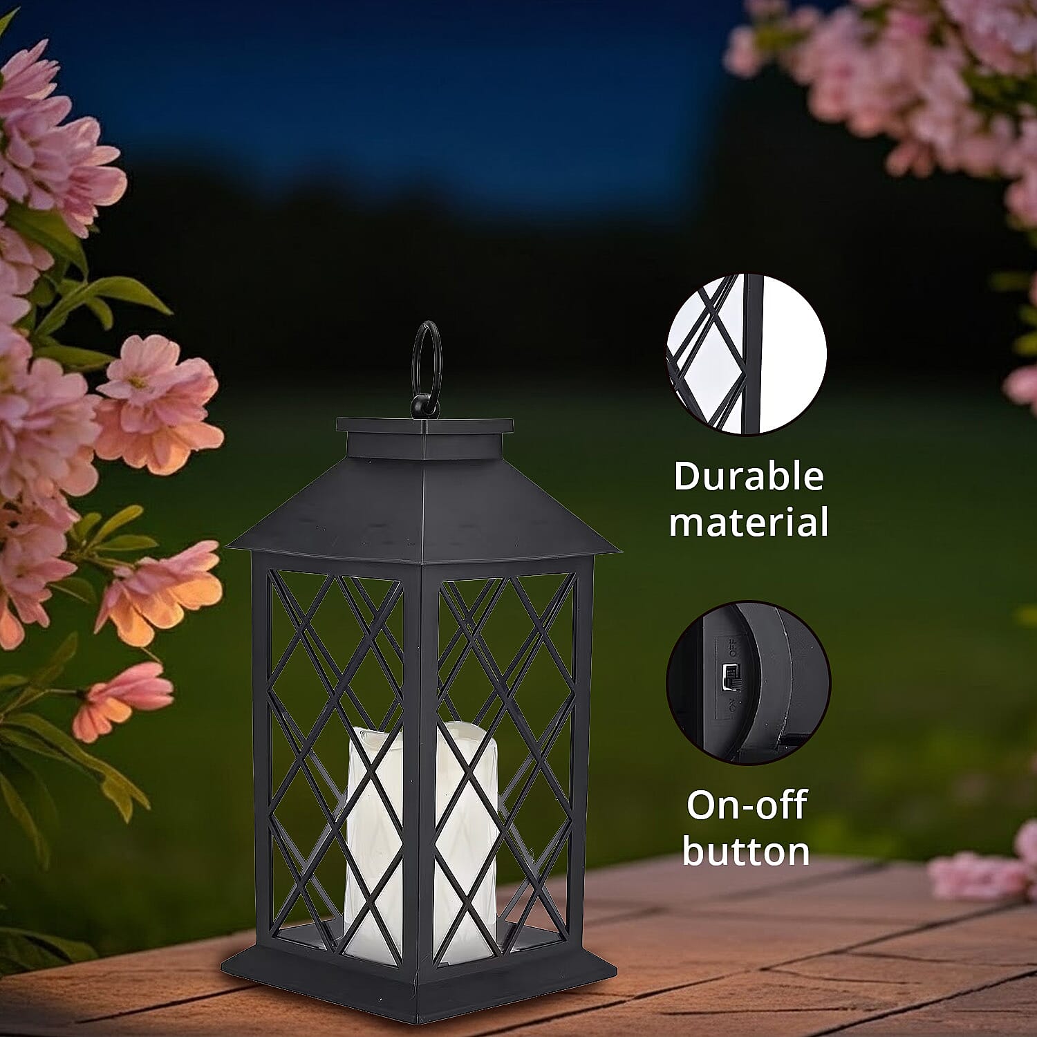 Livmore Black Compact LED Lantern (3x1.5V AAA Batteries Not included)