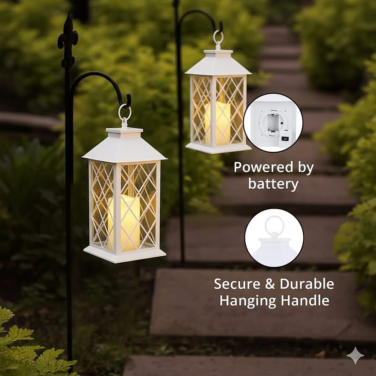 Livmore White Compact LED Lantern (3x1.5V AAA Batteries Not included) image number 2