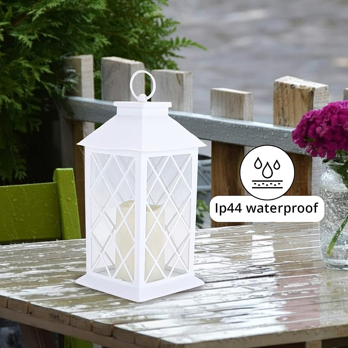 Livmore White Compact LED Lantern (3x1.5V AAA Batteries Not included) image number 3