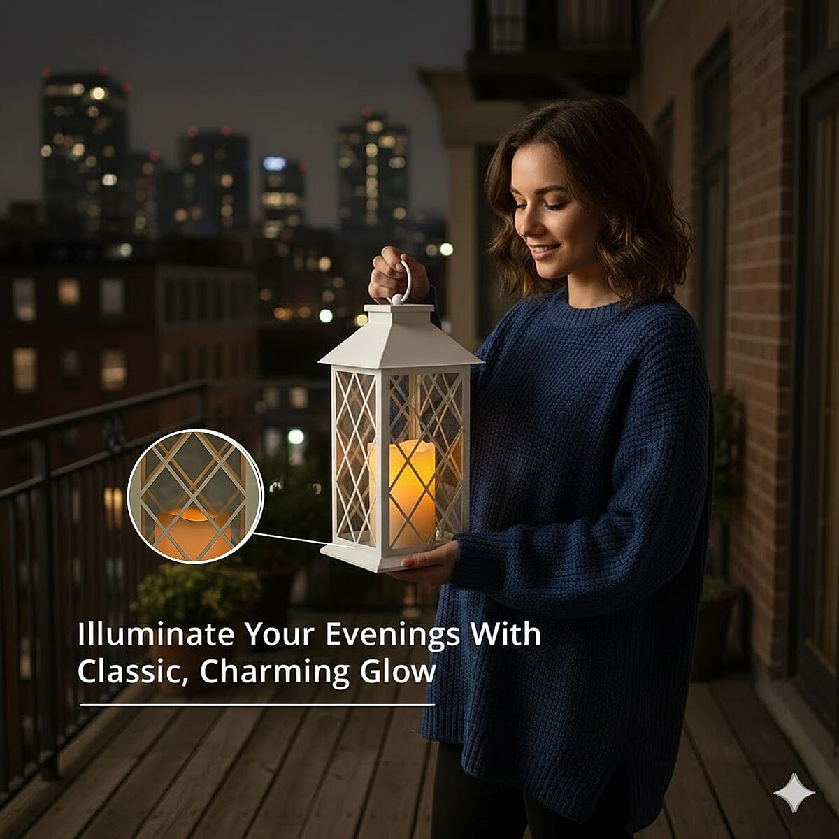 Livmore White Compact LED Lantern (3x1.5V AAA Batteries Not included) image number 4