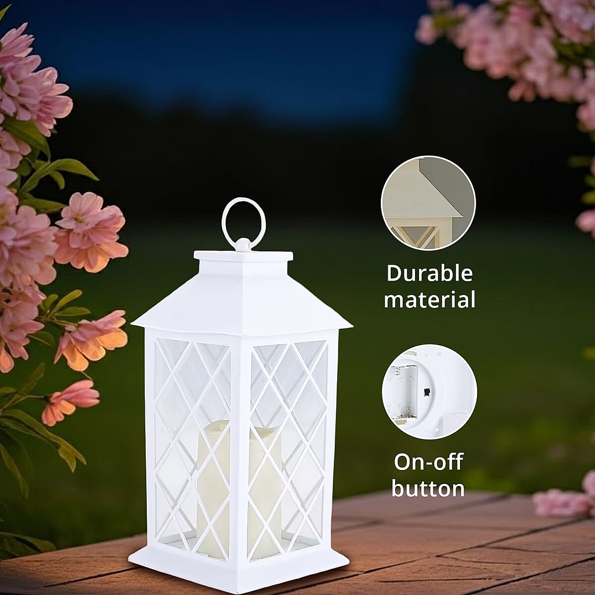 Livmore White Compact LED Lantern (3x1.5V AAA Batteries Not included) image number 5