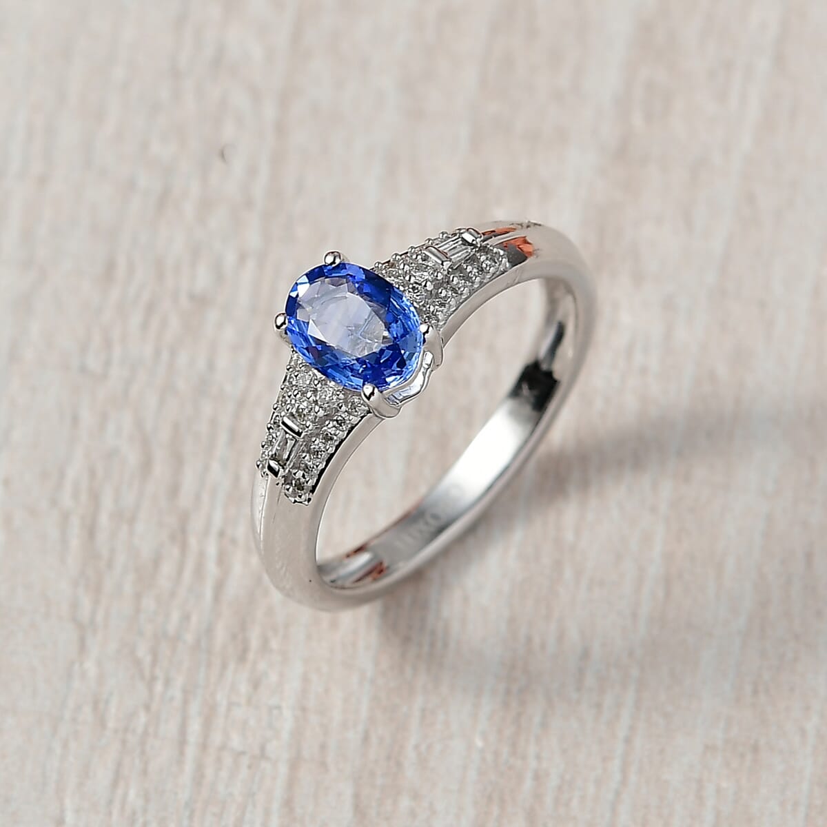 Luxoro AAA Ceylon Blue Sapphire and I2 Diamond 1.20 ctw Celestial Night Sky Ring in 10K White Gold (Size 10.0) image number 1