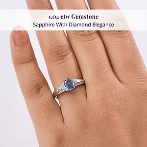 Luxoro AAA Ceylon Blue Sapphire and I2 Diamond 1.04 ctw Celestial Night Sky Ring in 10K White Gold (Size 10.0)