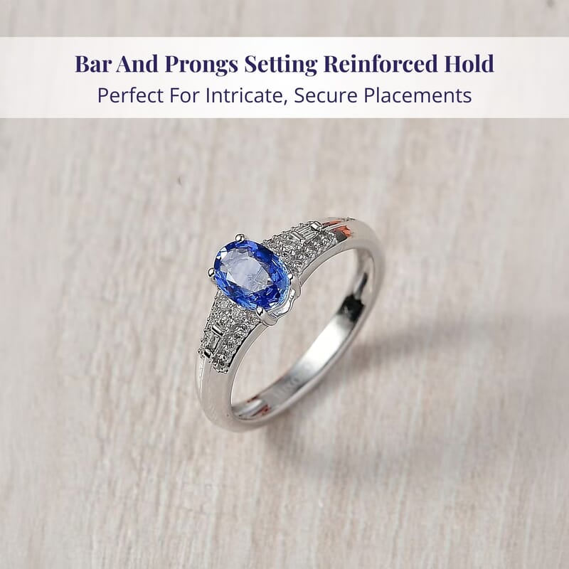 Luxoro AAA Ceylon Blue Sapphire and I2 Diamond 1.04 ctw Celestial Night Sky Ring in 10K White Gold (Size 10.0)