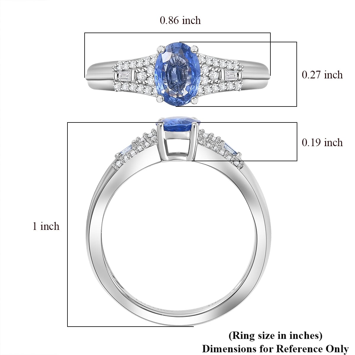 Luxoro AAA Ceylon Blue Sapphire and I2 Diamond 1.20 ctw Celestial Night Sky Ring in 10K White Gold (Size 10.0) image number 5