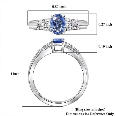 Luxoro AAA Ceylon Blue Sapphire and I2 Diamond 1.04 ctw Celestial Night Sky Ring in 10K White Gold (Size 10.0)
