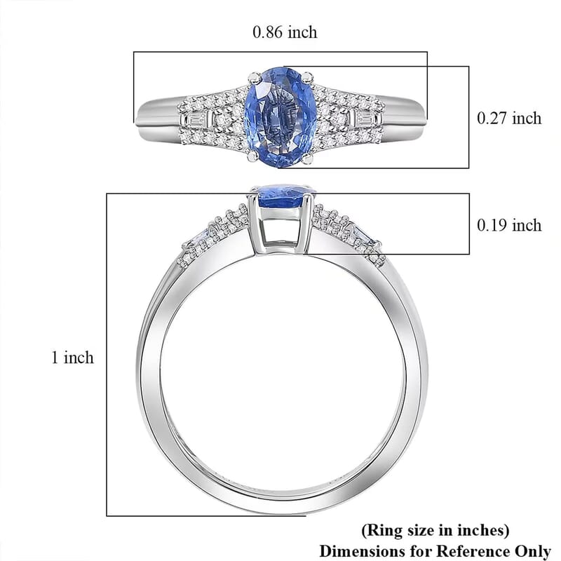 Luxoro AAA Ceylon Blue Sapphire and I2 Diamond 1.04 ctw Celestial Night Sky Ring in 10K White Gold (Size 10.0)