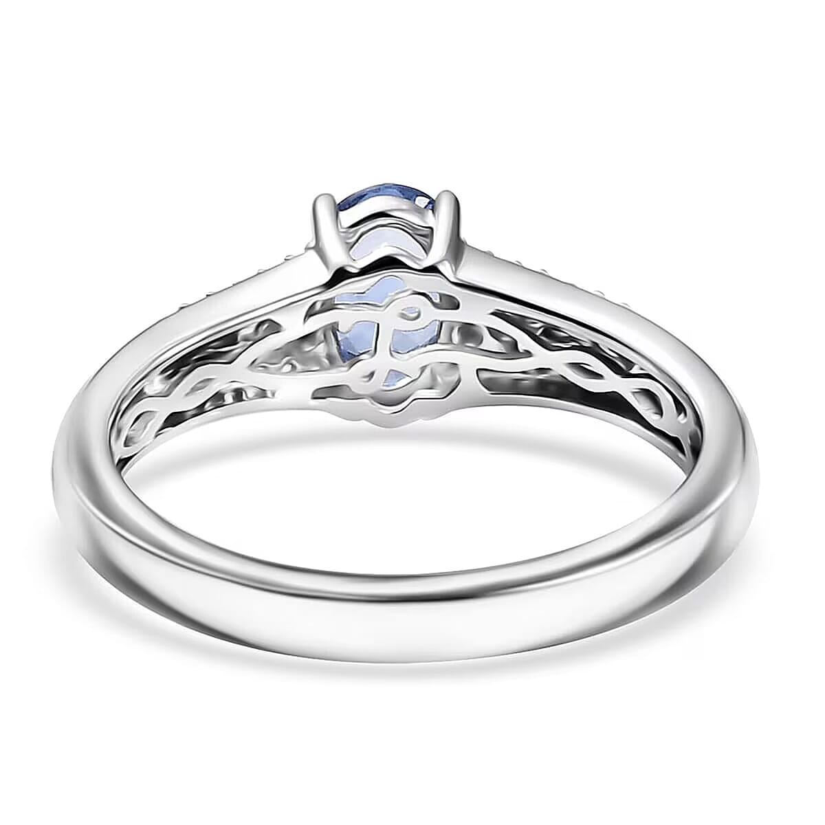 Luxoro AAA Ceylon Blue Sapphire and I2 Diamond 1.04 ctw Celestial Night Sky Ring in 10K White Gold image number 6