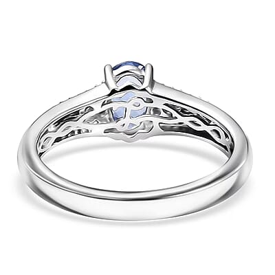 Luxoro AAA Ceylon Blue Sapphire and I2 Diamond 1.04 ctw Celestial Night Sky Ring in 10K White Gold (Size 10.0)