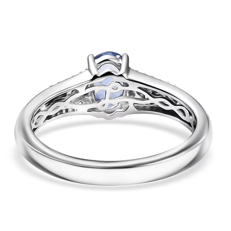 Luxoro AAA Ceylon Blue Sapphire and I2 Diamond 1.04 ctw Celestial Night Sky Ring in 10K White Gold (Size 10.0)