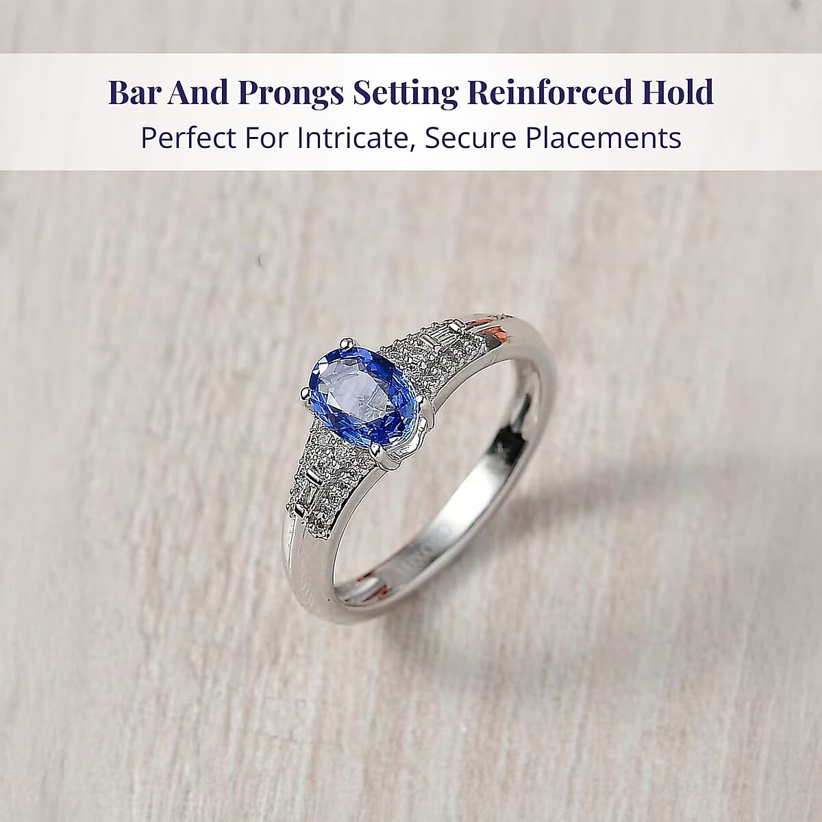 Luxoro AAA Ceylon Blue Sapphire and I2 Diamond 1.04 ctw Celestial Night Sky Ring in 10K White Gold (Size 12.0) image number 3