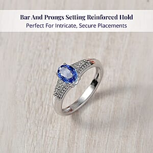 Luxoro AAA Ceylon Blue Sapphire and I2 Diamond 1.04 ctw Celestial Night Sky Ring in 10K White Gold (Size 5.0)