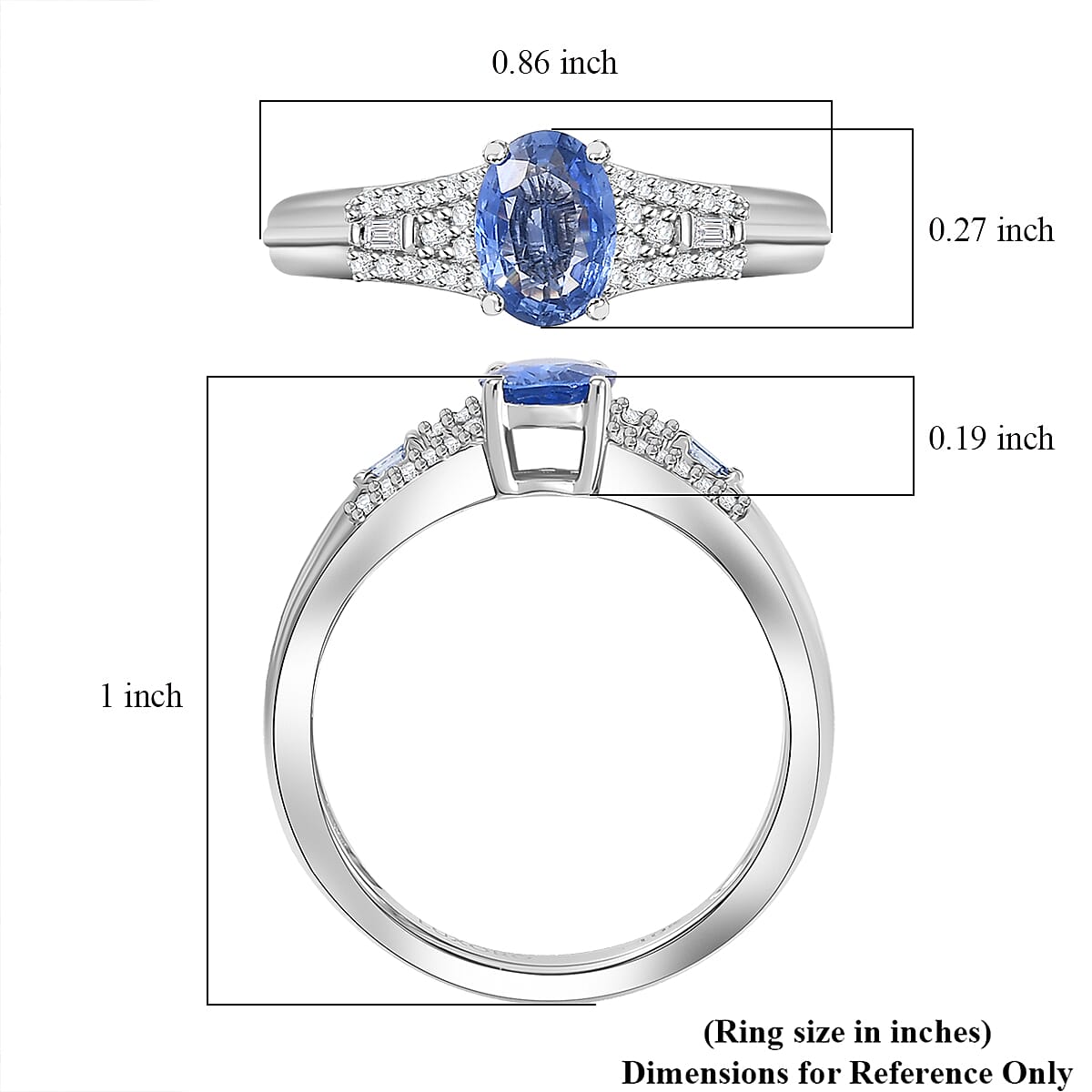 Luxoro AAA Ceylon Blue Sapphire and I2 Diamond 1.04 ctw Celestial Night Sky Ring in 10K White Gold (Size 7.0) image number 5